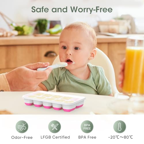 DOQAUS Ice Cube Tray with Lid and Bin - 4 Pack Silicone Ice Cube Trays for Freezer, Stackable Ice Bucket Kits with Storage Container & Scoop for Kitchen, RV, Cocktail, Coffee - color: Light Pink