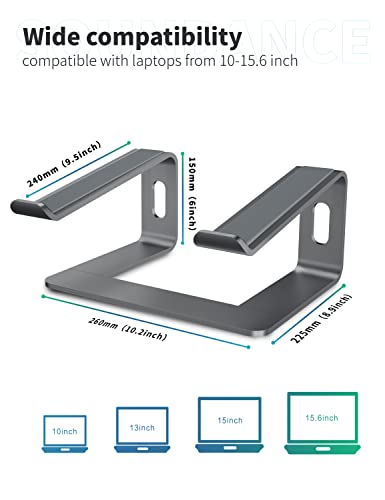 SOUNDANCE Laptop Stand, Aluminum Computer Riser, Ergonomic Laptops Elevator for Desk, Metal Holder Compatible with 10 to 15.6 Inches Notebook Computer, Black - color: C-Grey, size: For 10 to 15.6 Inches Laptop