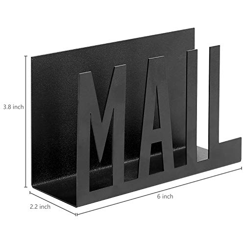 MyGift Mail Holder Organizer Countertop Modern Metal Black with Cutout MAIL Lettering Design, Office Desktop Envelope and Document Storage Rack - color: Black
