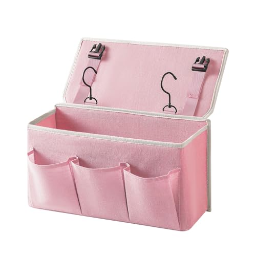 Bedside Caddy/Bedside Storage Organizer Hanging Bag with Three Options,Suitable for home beds, sofas, and dormitory beds—can hold magazines, books, phones, iPads, remote controls. (Pink) - color: Pink