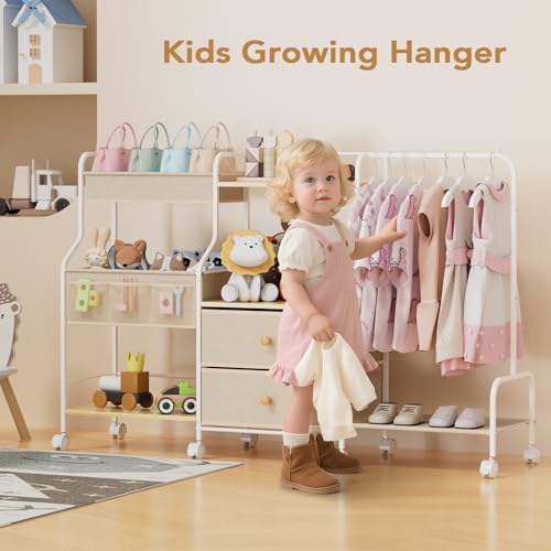 BBLIKE Diaper Caddy Organizer with Hanging Rack - 3 Tier Rolling Utility Cart with Drawers and Dividers for Baby Bottle Storage - Bedside Cart for Changing Station, Crib, Nursery, Bedroom, Beige - color: Beige