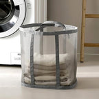 Mesh Bag with Handles, Collapsible Laundry Basket, Foldable Laundry Bag, Breathable Folding Beach Bag,Space-saving Travel Tote Bags (1, Grey) - color: Grey