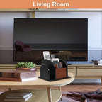 Coideal Remote Control Holder Caddy - Wooden Rotating Coffee Table Organizer Large Spinning Wood Remote Holder for Living Room Office (6 Compartments, Brown & Black) - size: 6 compartments