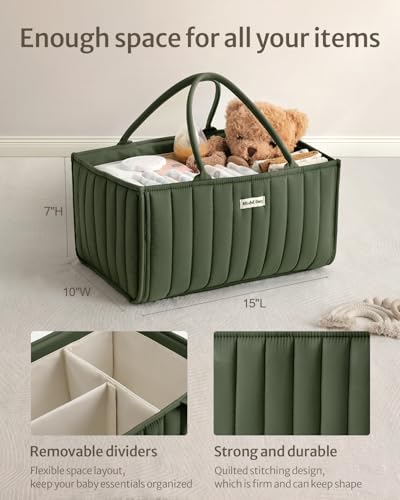 Blissful Diary Baby Diaper Caddy Organizer, Stylish Storage Basket for Newborn Essentials and Diaper Station, Gift for Baby Shower and Registry Must-Have, Deep Green - color: Deep Green