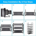 6 Tier Metal Structure Free Standing Shoe Rack for Small Space Entryway, Bedroom, Closet, Narrow Vertical Shelf Organizer for Space Saving Storage - size: 6 Tier