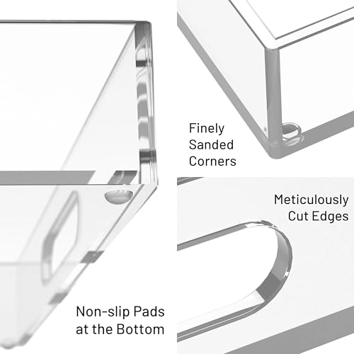 ATZYmolin 16"x12" Large Acrylic Serving Tray Decorative Ottoman Coffee Table Vanity Tray Tea Fruit Platter Snack Appetizer Dessert Drink with Handles for Bar Kitchen Party, Clear - color: Clear - Medium