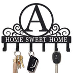 Metal Letter A Key Holder for Wall, Monogram Coat Rack Wall Mount, Key Hooks Perfect for Bathroom, Living Room, Kitchen, Office Ideal Wedding, Anniversary, Housewarming Gift (A) - style: A