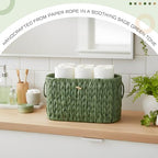 Kathfly Sage Green Toilet Paper Storage Basket with Lid Wicker Woven Bathroom Basket Toilet Paper Holder Holds up to 6 Mega Rolls Woven Organizer for Home Bathroom Kitchen Offices - style: Classic Style