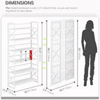 4NM Extra Wide 6 Tiers No Assembly Book Shelves, 61.8" H Folding Bookshelf Bookcase Open Industrial Foldable Shelves for Bedroom, Living Room, Home Office - All White - color: All White, size: Wide XX 6-Tier