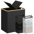 efluky Laundry Hamper with Lid, Double Laundry Hamper with 2 Removable Bags, 2 Section Laundry Basket with Bamboo Handles for Bathroom, Bedroom & Laundry Room, 140L (36.9 Gallon) Black - color: Black, size: 140L Dual