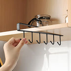 Cup Holder Under Cupboard,Kitchen Under Cabinet Utensils Hanging Hooks Rack, Drilling Free Cabinet Door Hanging Hook Rack,6 Hooks Kitchen Storage Utensil Organizer Hook Rack,2 Pack (Black) - color: Black 2pcs