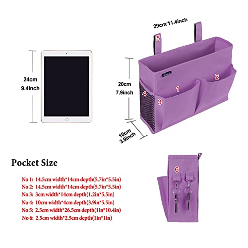 Surblue Caddy Hanging Organizer Bedside Storage Bag for Bunk and Hospital Beds, Purple, Small - color: Purple, size: Small