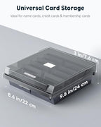 Uniclife Business Card Holder for Desk, Large Plastic Business Card Organizer Business Card Box with Lid Dividers & A-Z Index Tabs, Desktop Index Card Holder Name Card Storage Box, 1,000 Card Capacity - size: Large