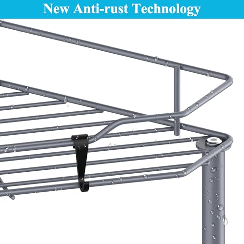 HuggieGems 4 Tier Floor Standing Corner Shower Caddy Organizer Shelf with Hooks, Bathroom Shelves Stand Rack, Dark Gray - color: Dark Gray, size: 4 Tier