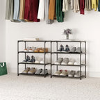 Small Metal Shoe Rack,Stackable Shoe Shelf Storage Organizer for Entryway, Hallway and Closet(3-Tier,Black) - size: 3-Tier-Black-1R