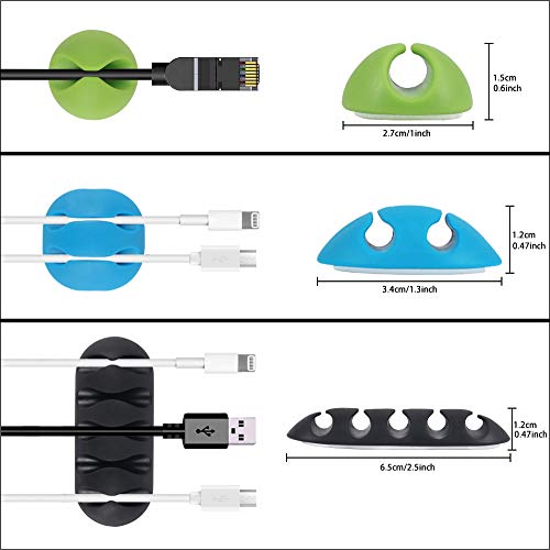 Shintop Cable Clips, 16 Pack Colorful Cord Holders Self Adhesive Cable Management Desk Wire Clips for All Your Computer, Electrical, Charging or Mouse Cord - color: Colorful, size: Multi-size