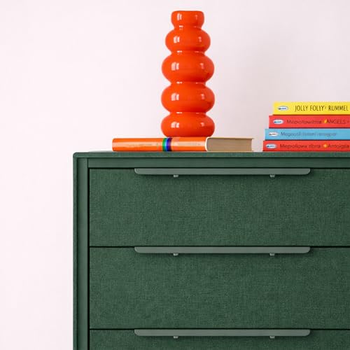 tinge Naima Premium Fabric Dresser - Strong Metal Frame, 5 Spacious Sag-Proof Drawers with Sleek Metal Handles - Premium & Durable Storage Solution for Your Home (Green) - color: Green, size: 14"D x 23.5"W x 41.8"H (5 Drawers)