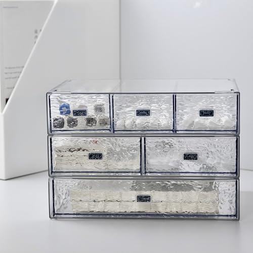 Desk Drawer Organizer, Stackable Plastic Storage Drawer, Grocery Organizer For Stationery/Office Supplies (New Clear, 2 Compartment) - color: New Clear, size: 2drawers
