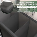 60 Gal(230L) High Grade Large Laundry Basket with Wheels, Rolling Laundry Hamper, Laundry Cart with Metal Frame and Removable Bag Design, Suitable for Laundry Room, Bedroom (Black, 3 Section 230L) - color: Black, size: 3 Section 230L