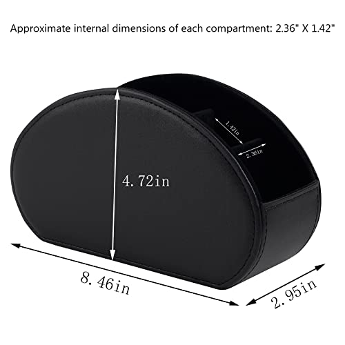 Tv Remote Holder Tray with 5 Compartments,PU Leather Remote Control Holder/Caddy Nightstand Decoration,Placed Media Remote Storage Box/Glasses/Makeup Brush/Office Products/Desktop Organizer (Black) - color: Black