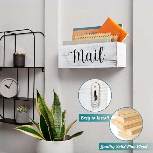 DRASTAR Mail Organizer Countertop, Mail Holder Wall Mount, Retro White Mail Sorter Organizer, Envelope Holder for Home Office - color: Retro White, size: 2 Slots