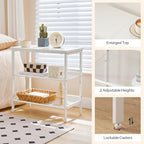 HOOBRO End Table, 3-Tier Narrow Side Table, Nightstand with 2 Flat or Slant Adjustable Shelves for Small Spaces, Hallway, Living Room, Bedroom, Sturdy, Easy Assembly, White WT23BZ01G1 - color: White