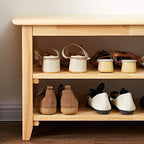 XKZG Storage Bench Wooden Shoe Rack Bench Simple Style Wood Entryway Bench (Natural,31.5") - color: Natural, size: 31.5"W x 11.8"D x 16.5"H