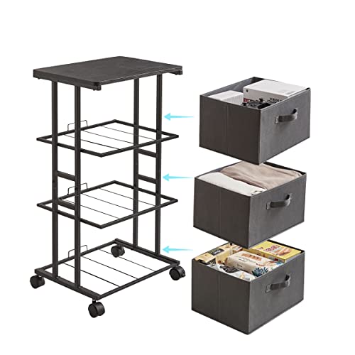 MAX Houser Dresser Tower with 3 Drawers for Bedroom, Fabric Storage Organizer Unit, Chest of Drawers with with WoodTop, Small Vertical Storage for Guest Room, Closet, Entryway, Nursery (Grey) - color: Grey1