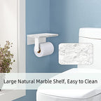 Gypie Toilet Paper Holder with Natural Marble Shelf, 304 Stainless Steel Screw Wall Mounted, Tissue Roll Paper Holder Dispenser for Bathroom Washroom White - color: White, size: 1 Roll