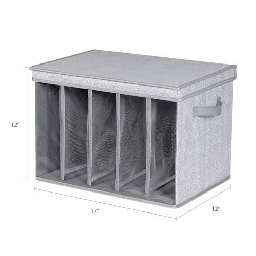 Zilink Upgraded Sweater Storage for Closet Shelf with Lids and Support Boards Clothes Organizer for Closet with 5 Grids Divider Sweater Organizers for Sweaters, Jeans, Pants, Grey Pattern, 3 Pack - color: Grey Pattern - For Sweater