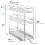 ROOMTEC Pull Out Spice Rack for Narrow Cabinet (6" W X 20½" D),3 Tier Heavy Duty Sliding Spice Cabinet Organization Shelf Racks, Pull Out Shelves Under Cabinet Storage for Kitchen - size: 6" W x 20½" D, 3 Tier, Heavy Duty