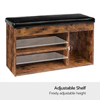 HOOBRO Shoe Storage Bench with Cushion, 32.3'' Entryway Bench with Lift Top Hidden Storage and Adjustable Shelves, Wooden Shoe Rack Bench for Entryway Bedroom, Rustic Brown and Black BF40HX01 - color: Rustic Brown + Black