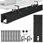 48" Under Desk Cable Management Tray- Clamp/Screw Mount Desk Cable Organizer Cable Tray Hiders for Office&Home - size: 48"L x 5.5"W