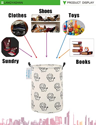 LANGYASHAN Laundry Basket Canvas Fabric Collapsible Organizer Basket for Storage Bin Toy Bins Gift Baskets Bedroom Clothes Children Nursery Hamper (Lion) - color: Lion