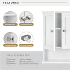 MCS 23x18 White Medicine Cabinet Organizer, Wall Mounted 2-Door Bathroom Cabinet for Over-The-Toilet Storage, Bathroom Furniture & Restroom Organizer - size: 23x18 2-Door