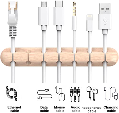 SOULWIT Cable Holder Clips, 3-Pack Cable Management Cord Organizer Clips Silicone Self Adhesive for Desktop USB Charging Cable Nightstand Power Cord Mouse Cable Wire PC Office Home - color: 753-Slot-Wood Grain, size: 753-Slot