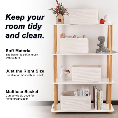 4 Pack Storage Baskets for Organizing, Woven Baskets for Shelves - Perfect for Toys, Books, Towels, and Clothes, Durable Gift Basket Bins Toy Storage, 15.7''Lx11.8''Wx7.8''H, White - color: White, size: Large/15.7''Lx11.8''Wx7.8''H