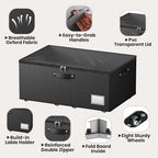 Dayacoco Under Bed Storage With Wheels,10 Inches Under Bed Storage Containers,65L Large Capacity,No Assembly Required Rolling Under Bed Storage for Clothes,Blankets,Shoes,Black - size: 10.1 inch height-black
