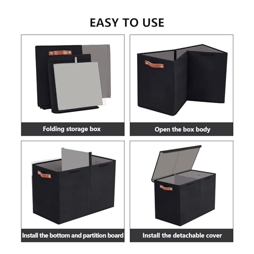 Bagnizer Large Toy Storage Box with Lids, Collapsible Sturdy Baby Storage Organizer Chest Bin Basket for Kids, Boys, Girls, Playroom, Nursery, Bedroom, Closet 25"x13"x16" (Black) - color: Black