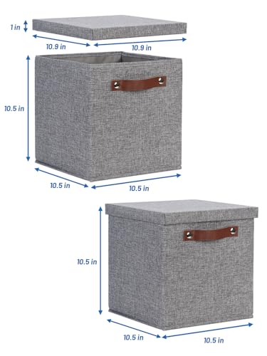 Temary Foldable Fabric Storage Bins with Lids, 2-Pack Storage Bin for Organizing Living Room, Closet Organization, Multi-Purpose Storage Boxes for Clothes (Grey, 10.5x10.5x10.5 inch) - color: A-Gray, size: 10.5×10.5×10.5