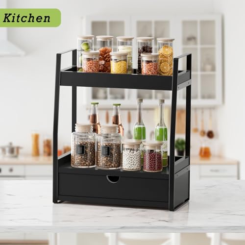 Boulphia 2-Tier Bathroom Organizer Countertop, Bathroom Sink Organizer Countertop, Vanity, Counter Shelf, Black - color: Black