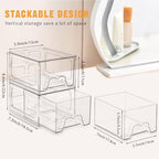 Stebopum 8 Pack Stackable Makeup Organizer, 4.4'' Tall Acrylic Bathroom Makeup Organizer and Storage Drawer with Pull-out Handle, Clear Plastic Storage Bins for Vanity,Pantry,Desk,Undersink,Kitchen - style: 8pack Small