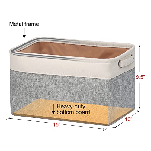 Kntiwiwo Foldable Storage Bin Collapsible Fabric Storage Basket Cube with Durable Handles Closet Organizer Bins for Organizing Shelves Drawers, Set of 3, 15" x 10" x 9.5", Grey - color: Grey, size: 15" x 10" x 9.5"