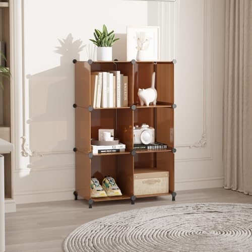 AWTATOS Cube Storage Organizer, Storage Cubes Shelves Bookshelf, 6 Cube Closet Organizers and Storage, DIY Stackable Plastic Clothes Organizer Shelving for Bedroom, Home, Cocoa Brown - color: Cocoa Brown