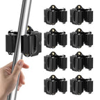 Mop and Broom Holder Big Size Hanging 1KG Extra, 8 Pack, Wall Mount for Organizing Mop Broom in Garden, Laundry Room, Cleaning, Bathroom, Kitchen, Garage (Black)