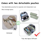 BOYATU Travel Makeup Bags Cosmetic Organizer Bag: 3-Set Large Capacity Make up Bag - PU Leather Toiletry Bags for Women - Wide Open Portable Pouch with Divider & Handle (02-Light Green) - color: 02-Light Green