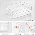 SMARTAKE 6 PCS Clear Plastic Drawer Organizers Set, Large Size Non-Slip Desk Drawer Organizer, Versatile Bathroom and Vanity Drawer Organizer Trays for Makeup, Bedroom, Office, Kitchen Utensils - style: 6 Pcs 9" x 6" x 2"