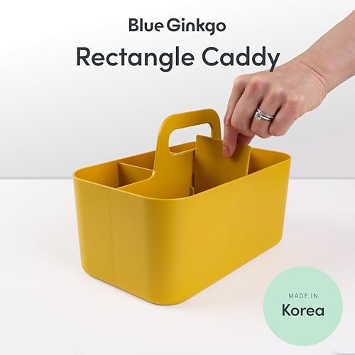 BLUE GINKGO Stackable Organizer Caddy – Korean-Made Portable Tote for Bathroom, Office, Crafts, or School Supplies (Rectangle, Yellow) - color: YELLOW, size: Rectangle