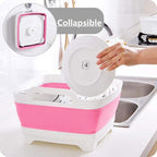 FOSJGO 2.4 Gal(9L) Collapsible Dish Basin with Drain Plug,Space Saving Multiuse Foldable Sink Tub,Dishpan,Kitchen Sink for Camping,Plastic Tub,Vegetable Washing,RV… - color: Pink