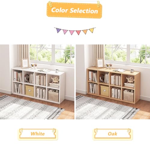 NELYE 8 Cube Organizer Bookcase - Fabric Storage Bins Container, Open Shelf Simple Compartments Bookshelf, Oak - color: Oak, size: 8-Cube